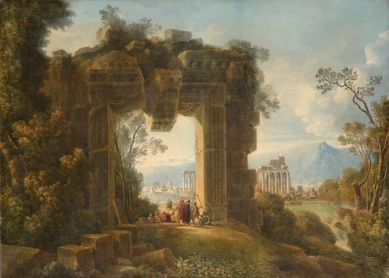 Veduta di Baalbek con i Templi di Bacco e Giove